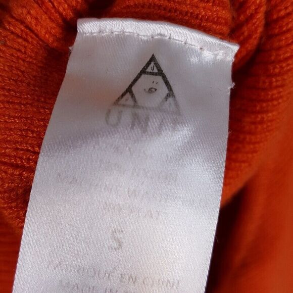 UNIF Top Womens Small Orange Ribbed Knit Bodysuit 1/4 Zip Mock Neck Stretch - Picture 6 of 7